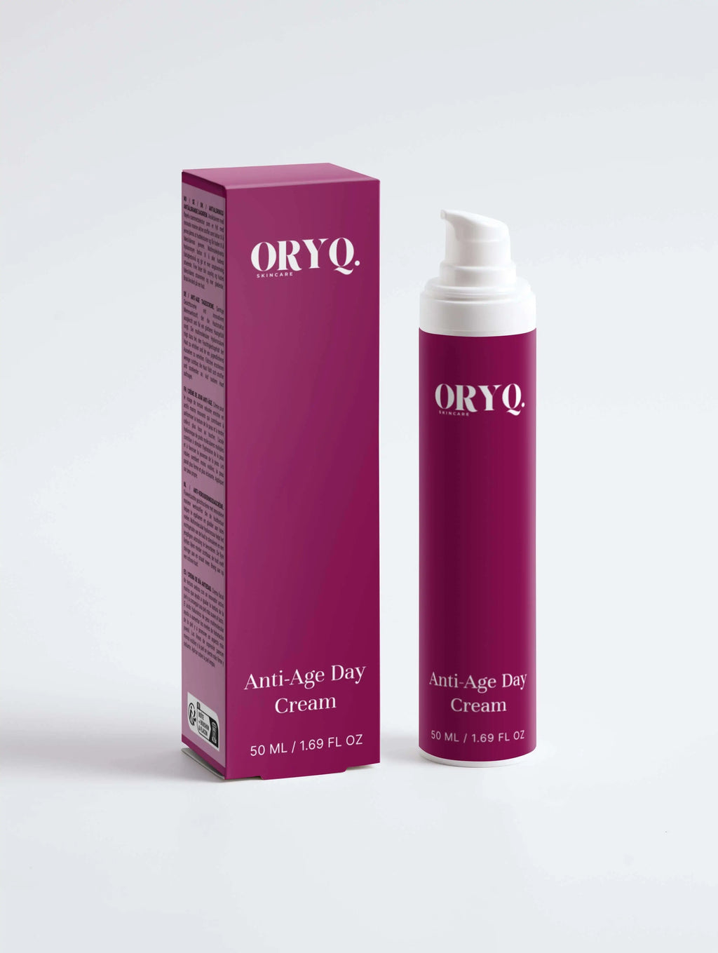 Marine Hyaluronic Day Cream in a sleek container with a purple box, showcasing Oryq Skin Care product.