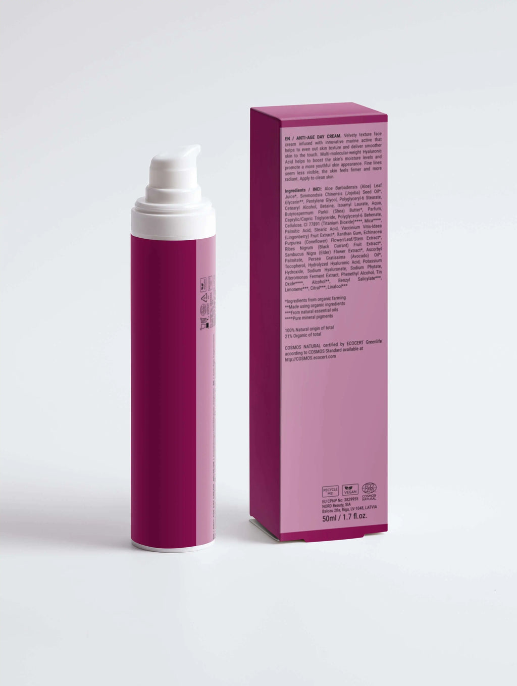 Marine Hyaluronic Day Cream bottle and box packaging on a white background.
